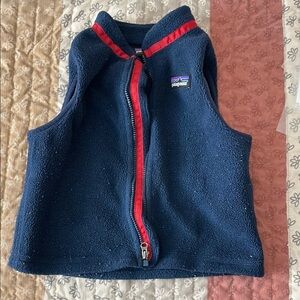 Patagonia Navy Fleece Vest with Red Trim